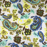 Dolce Cotton Lawn White Paisley Blue Yellow Italian Deadstock Woven Dress Fabric Print