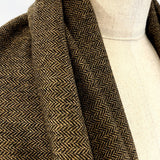 Don T Mind If I Do Wool Poly Mix Black Tan Herringbone Suiting Fabric Close Up Fabric Photo Custom