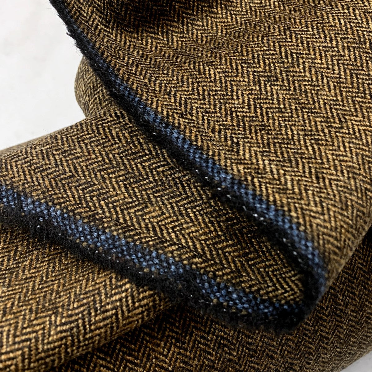 Don T Mind If I Do Wool Poly Mix Black Tan Herringbone Suiting Fabric Close Up Weight Fabric Photo 2 Custom