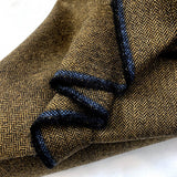 Don T Mind If I Do Wool Poly Mix Black Tan Herringbone Suiting Fabric Close Up Weight Fabric Photo Custom