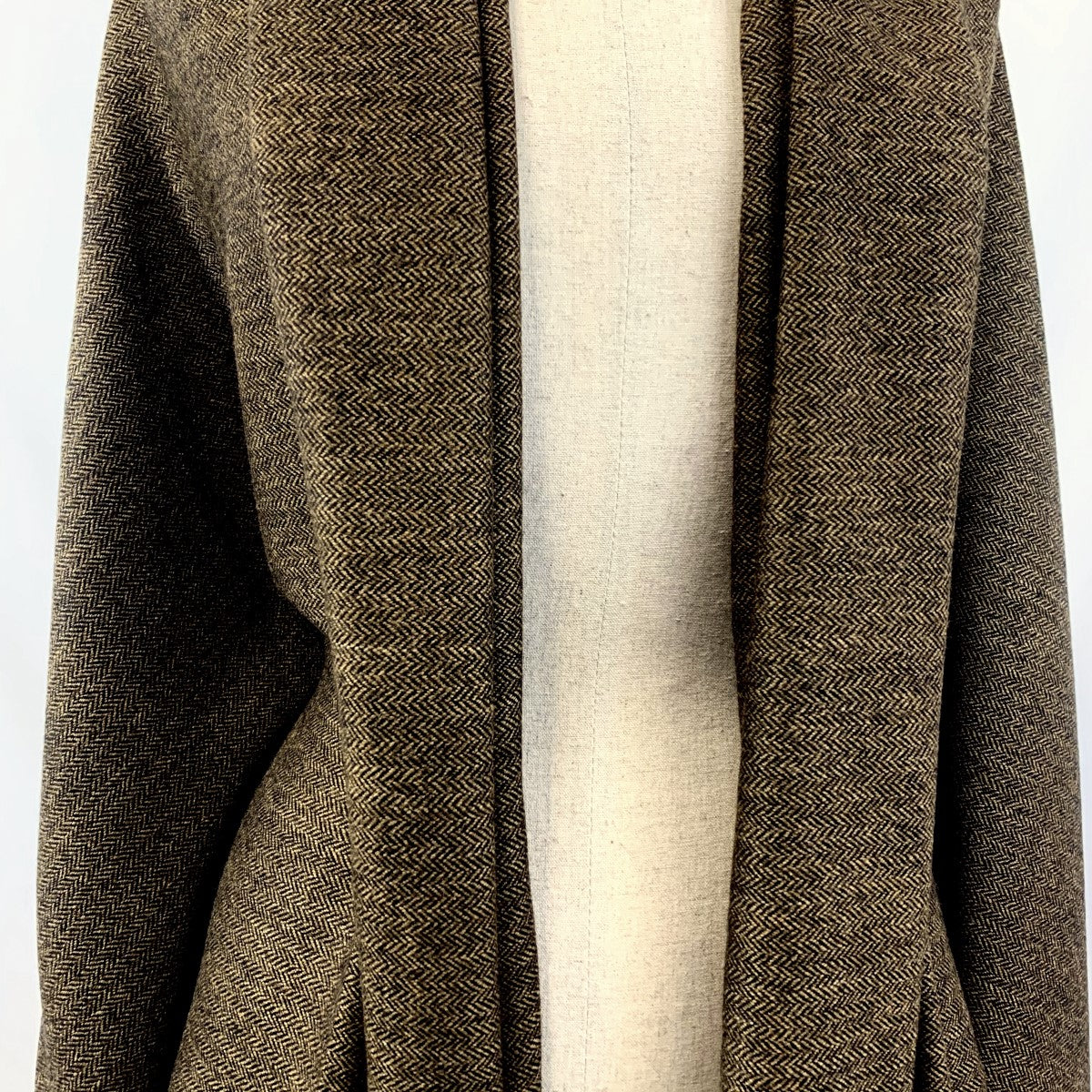 Don T Mind If I Do Wool Poly Mix Black Tan Herringbone Suiting Fabric Long Fabric Photo Custom