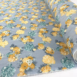 Doodle Grey Lemon Floral Dress Craft Cotton Material Roll