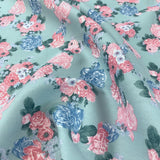 Doodle Mint Pink Floral Dress Craft Cotton Material Fold