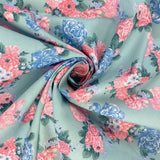 Doodle Mint Pink Floral Dress Craft Cotton Material Swirl