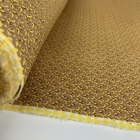 Doodle Oitsy Leaf Ochre Taupe And Mustard Roll