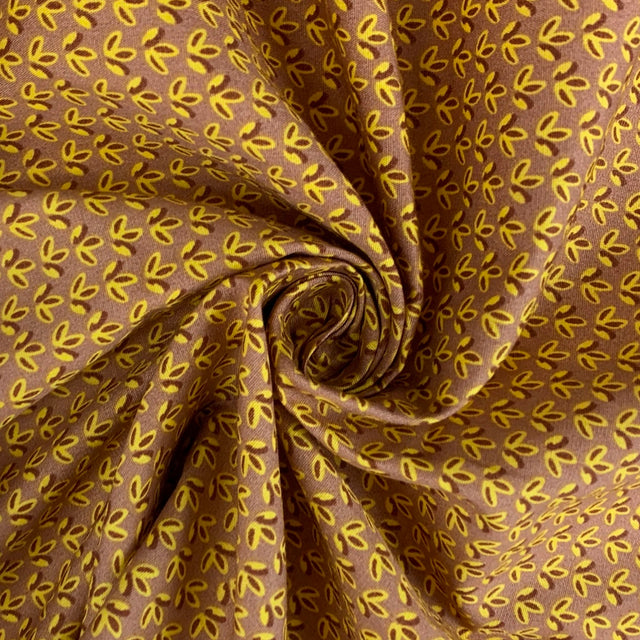 Doodle Oitsy Leaf Ochre Taupe And Mustard Swirl