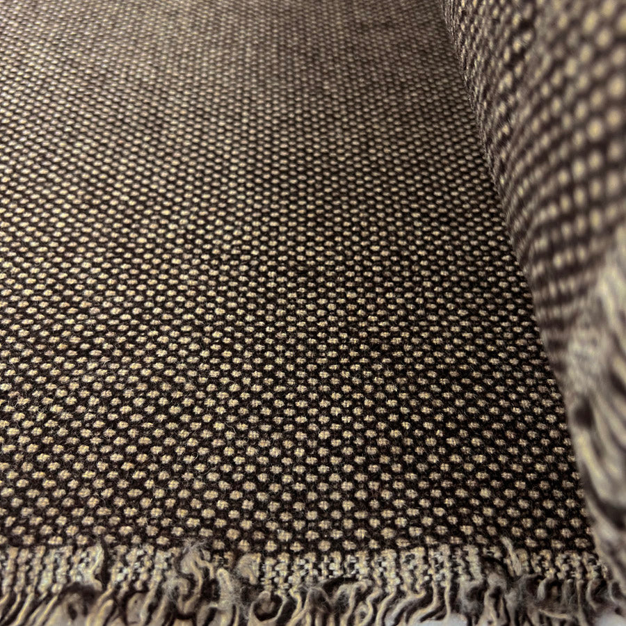 Dotty Spotty Brown White Polyester Wool Blend Fabric Roll