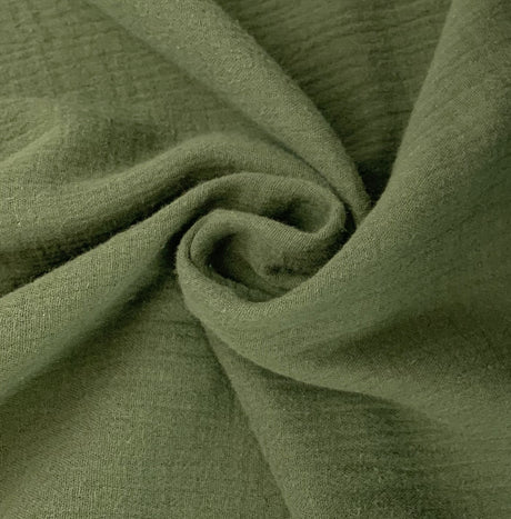 Double Gauze Moss Folded Close Up