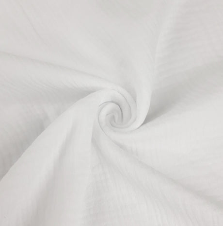 Double Gauze White Cotton Gauze Wrinkled Dress Fabric Close Up Fabric Photo