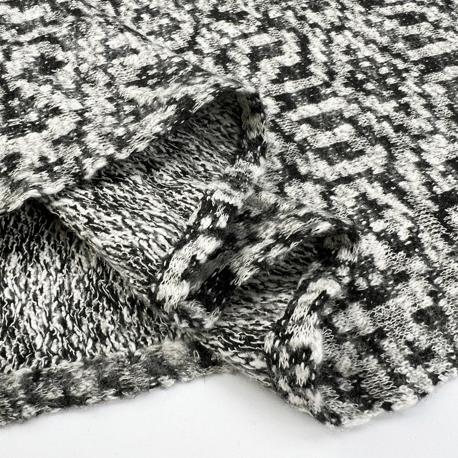 Double Agent Cotton Polyester Black Grey Sepia Abstract Knitted Fabric Fold