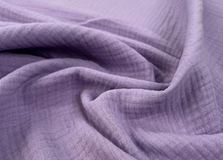 Double Gauze Lilac Purple Plain Cotton Puckered Dress Fabric
