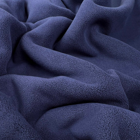 Double sided stretch fleece navy polyester spandex fabric cu