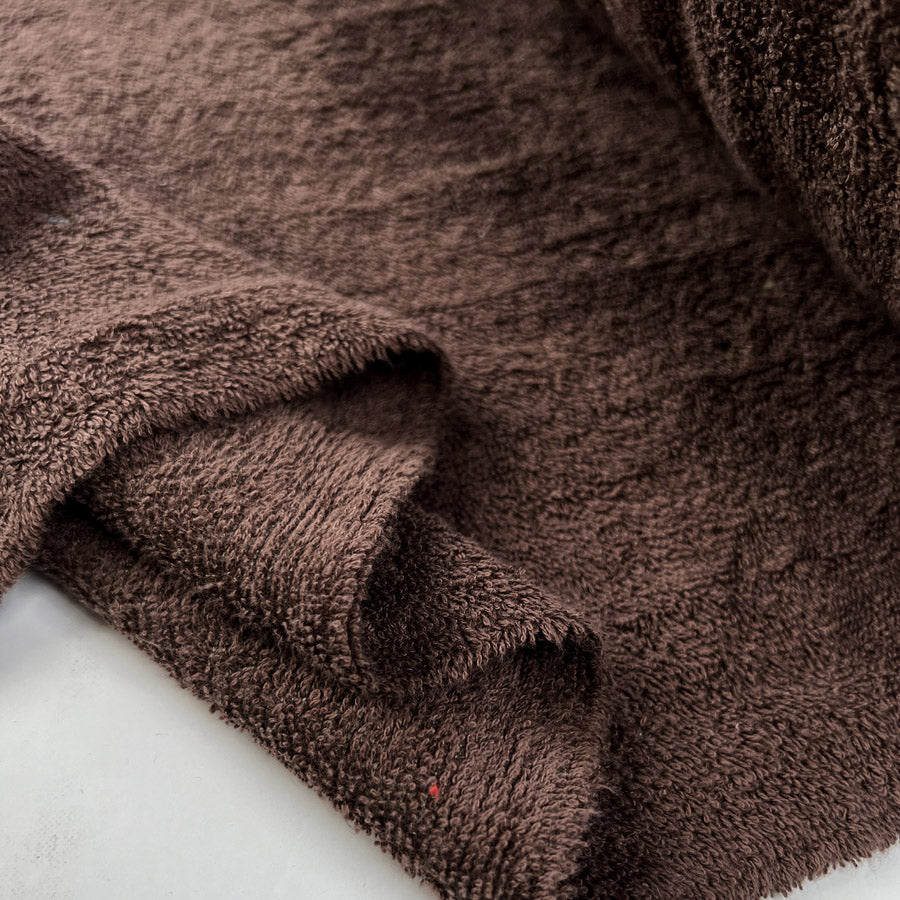 Double Sided Terry Towelling Chocolate Brown Cotton Fabric Fold