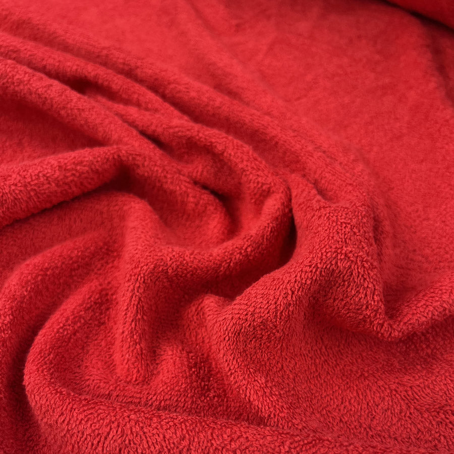 Double Sided Terry Towelling Red Cotton Fabric