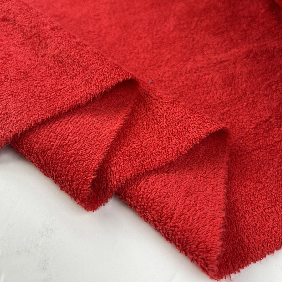 Double Sided Terry Towelling Red Cotton Fabric Fold