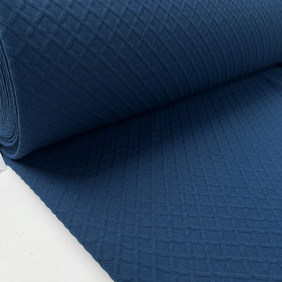 Double Trouble Jacquard Jersey Teal Jumper Knit Diamond Stretch Polyester Elastane Fabric Bolt