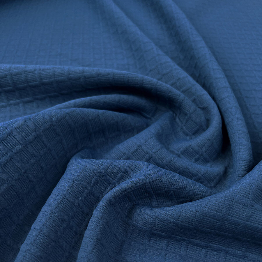 Double Trouble Jacquard Jersey Teal Jumper Knit Diamond Stretch Polyester Elastane Fabric