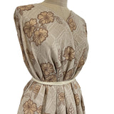 Double Trouble Linen Cotton Double Floral Beige Dress Fabric Side