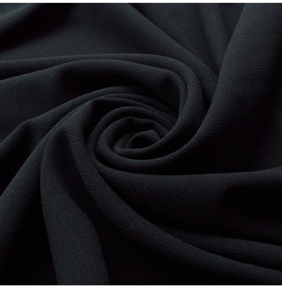 Drat Drat And Double Drat Heavy Black Black Polyester Double Crepe Dress Fabric Cu D