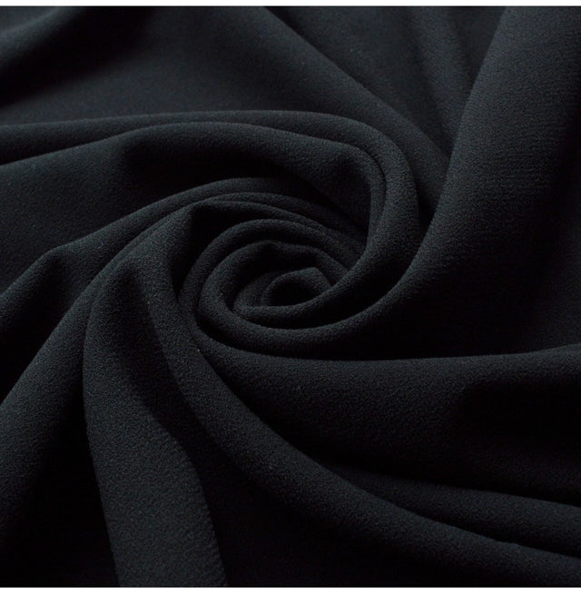 Drat Drat And Double Drat Heavy Black Black Polyester Double Crepe Dress Fabric Cu D