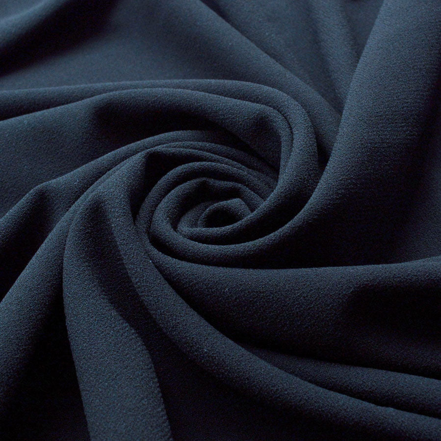 Drat Drat And Double Drat Navy Polyester Double Crepe Dress Fabric Cud