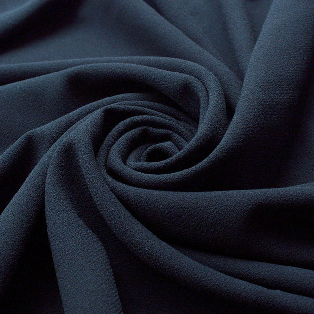 Drat Drat And Double Drat Navy Polyester Double Crepe Dress Fabric Cud
