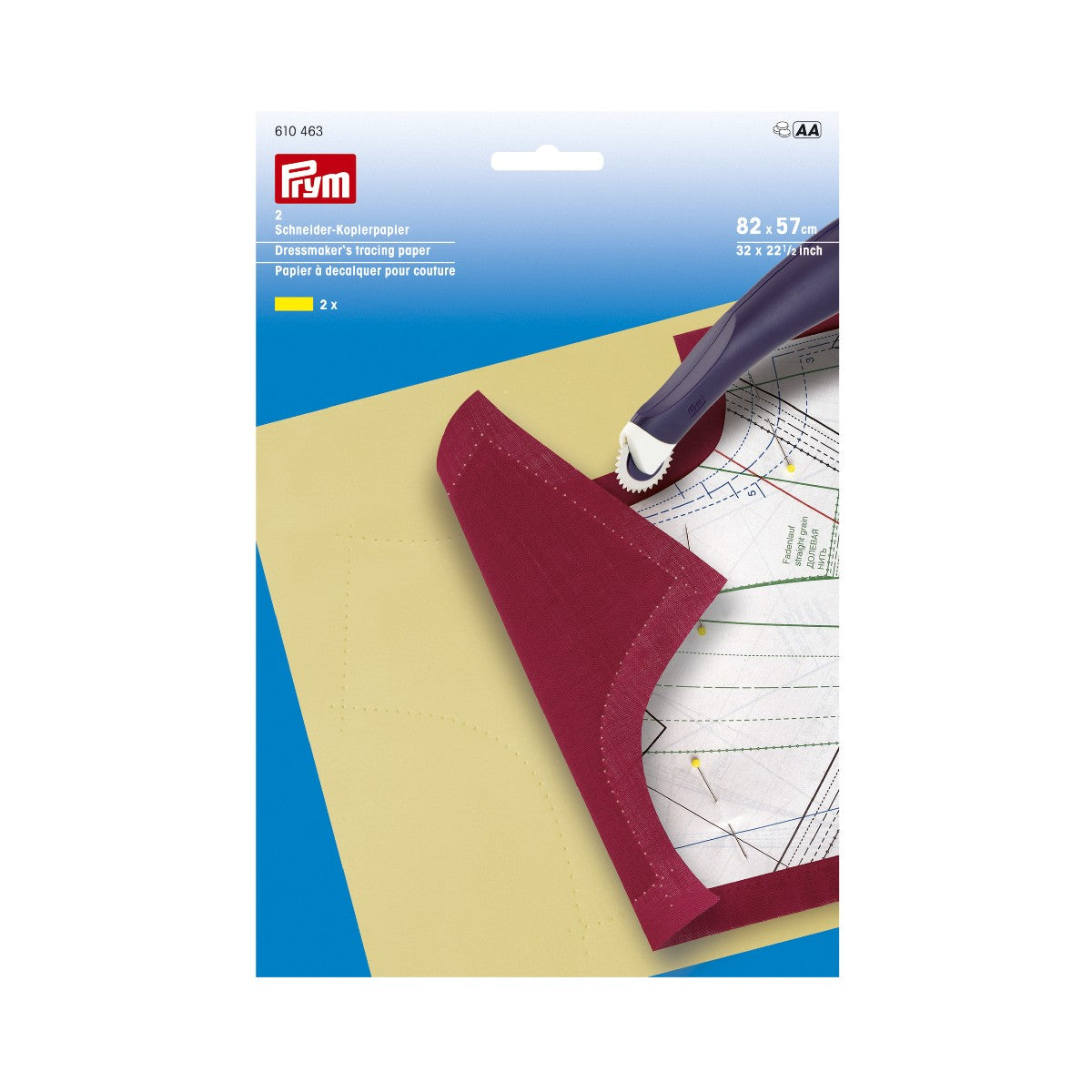 Dressmakers Tracing Paper 82 X 57 cm Yellow