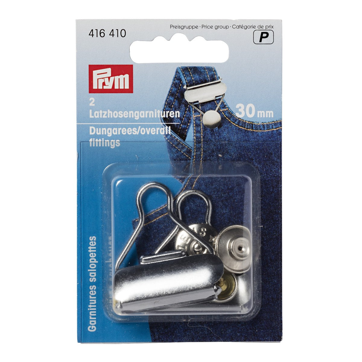 Dungarees Overall Fittings Steel 30 mm Silver Col
