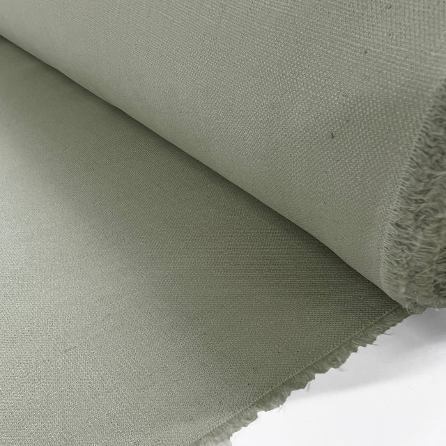 Dusty Plain Cotton Linen Beige Sage Shirting Fabric Woven In France Roll