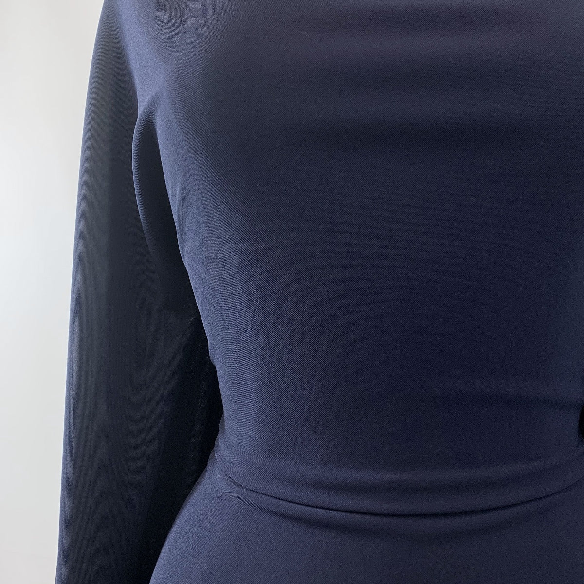 Dynasty Navy Two Way Stretch Drapey Polyester Spandex Suiting Fabric Close Up