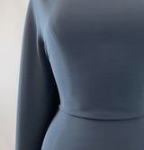 Dynasty Teal Two Way Stretch Drapey Polyester Spandex Suiting Fabric Close Up