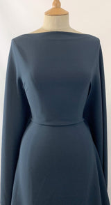 Dynasty Teal Two Way Stretch Drapey Polyester Spandex Suiting Fabric Dress