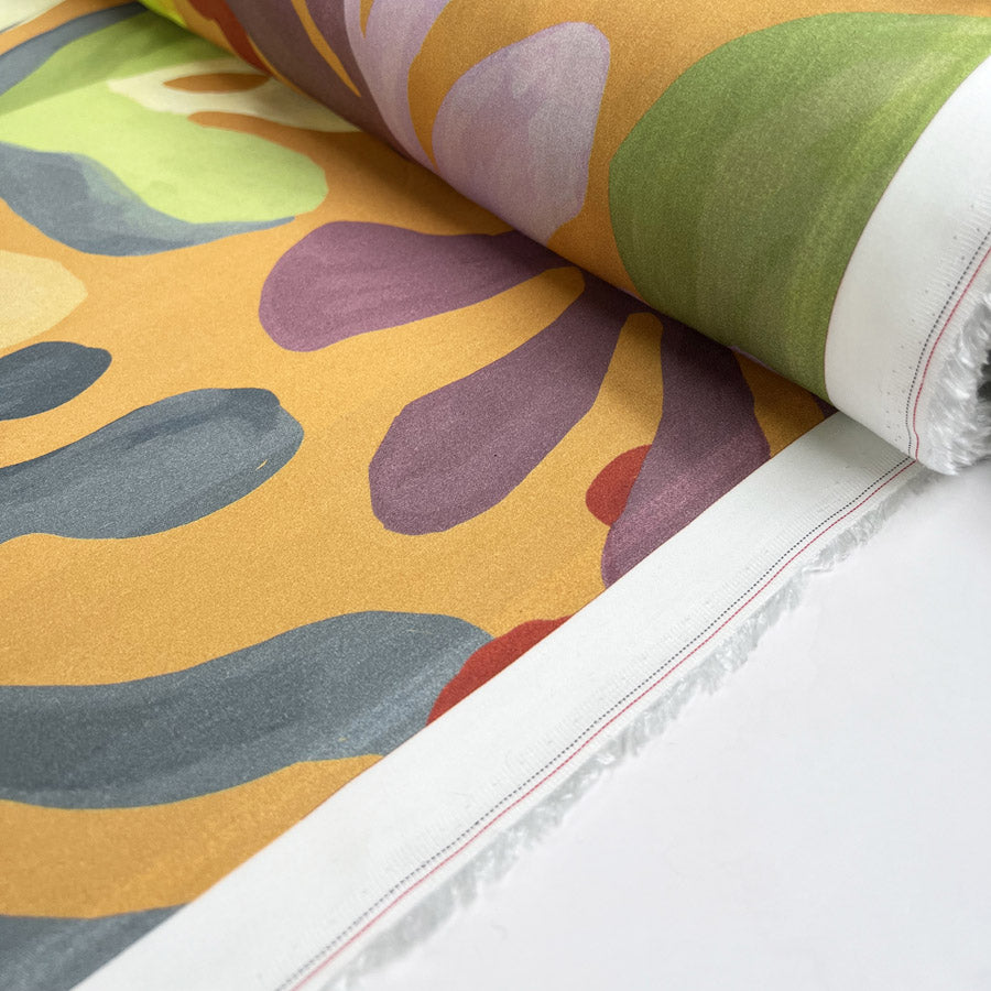 Early Morning Rain Viscose Italian Abstract Leaf Print Colourful Dress Fabric Roll