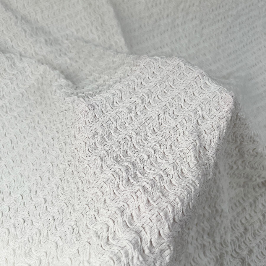 Ebb Tide Jersey Cream Jacquard Polyester Nylon Stretch Textured Wrinkle Finish Fabric