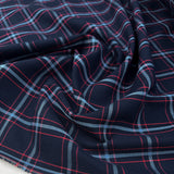 Eddie Check Cotton Twill Navy Red Blue Shirting Fabric