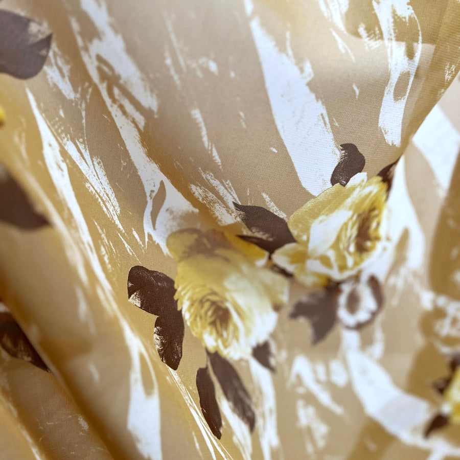 Elegant Chiffon Summer Sands Floral Ochre Printed Polyester Dress Fabric Drape2