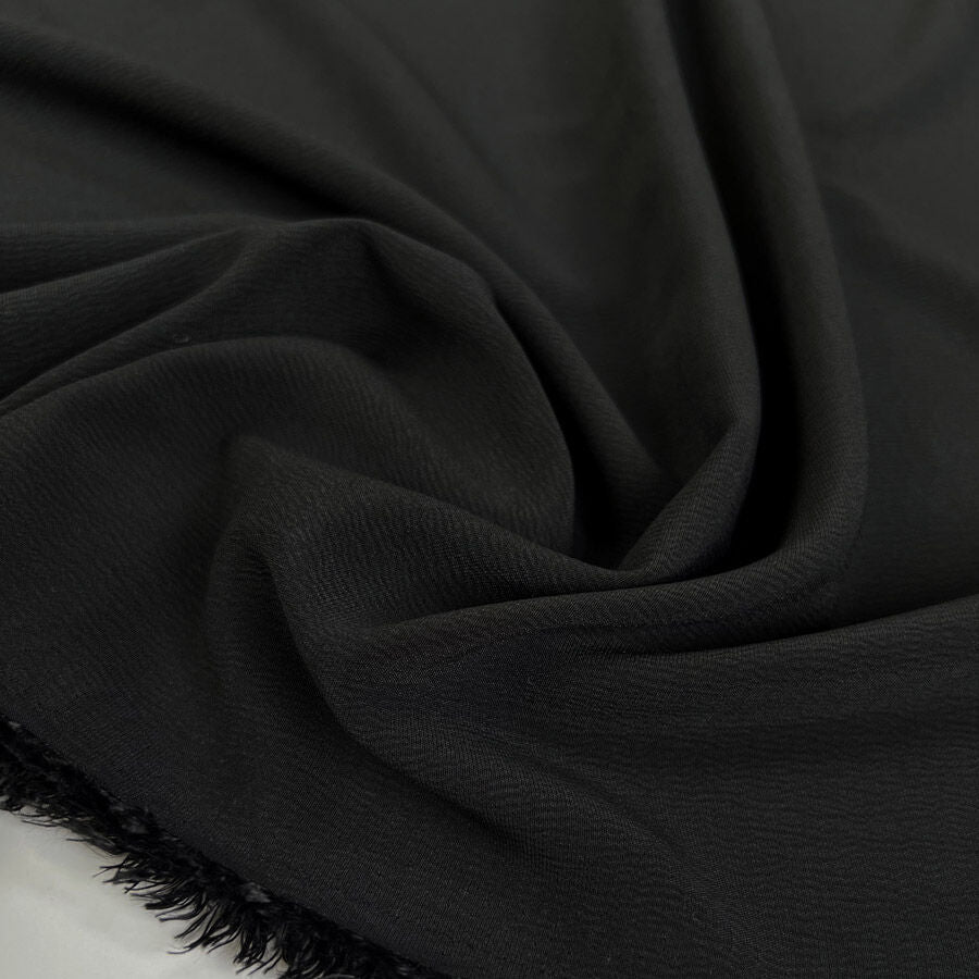 Elixir Stretch Satin Backed Crepe Black Polyester Spandex Crinkle Dress Fabric