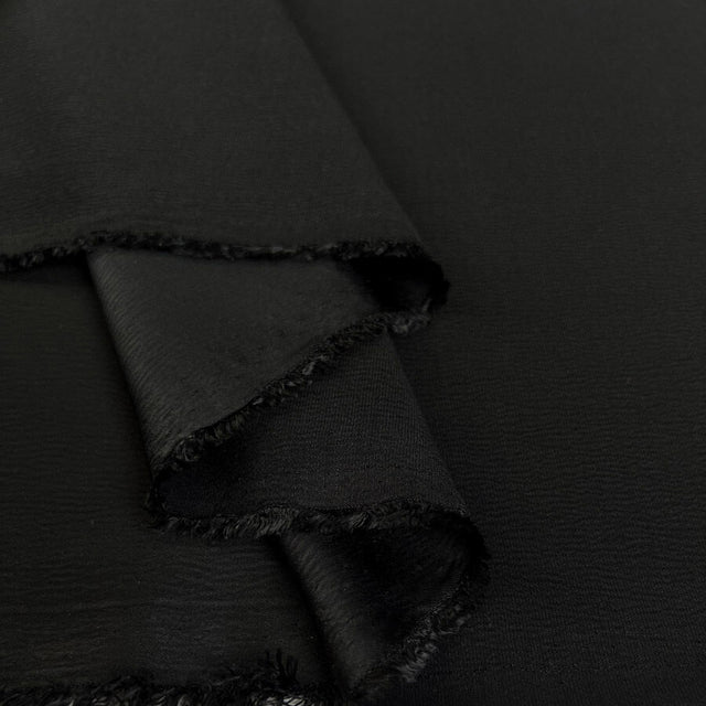Elixir Stretch Satin Backed Crepe Black Polyester Spandex Crinkle Dress Fabric Fold