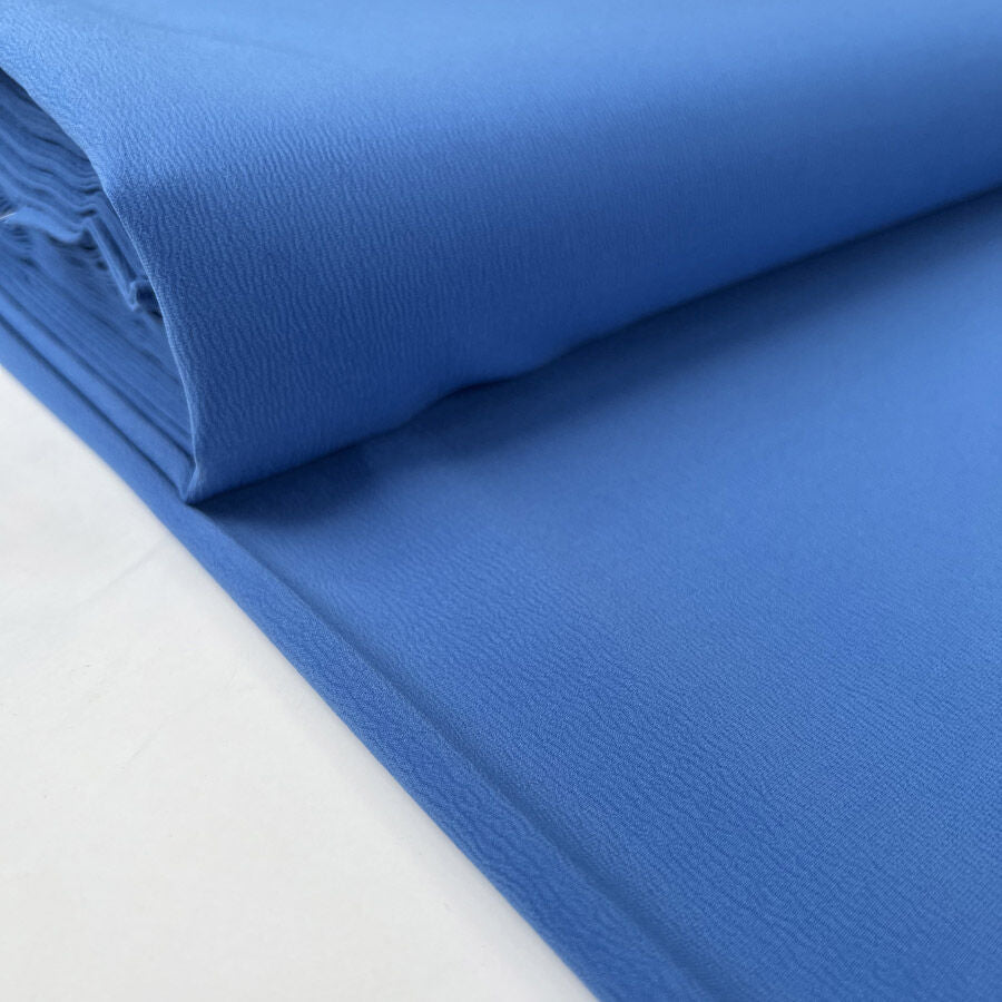 Elixir Stretch Satin Backed Crepe Bluebell Polyester Spandex Crinkle Dress Fabric Bolt