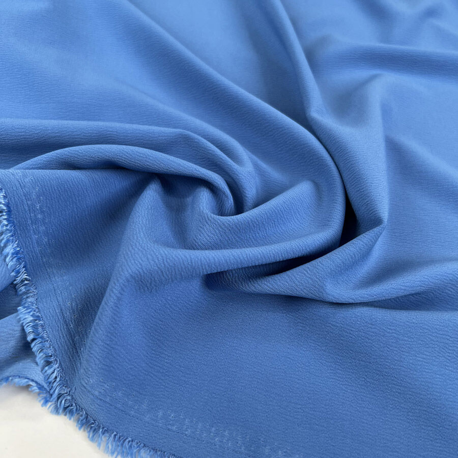 Elixir Stretch Satin Backed Crepe Bluebell Polyester Spandex Crinkle Dress Fabric