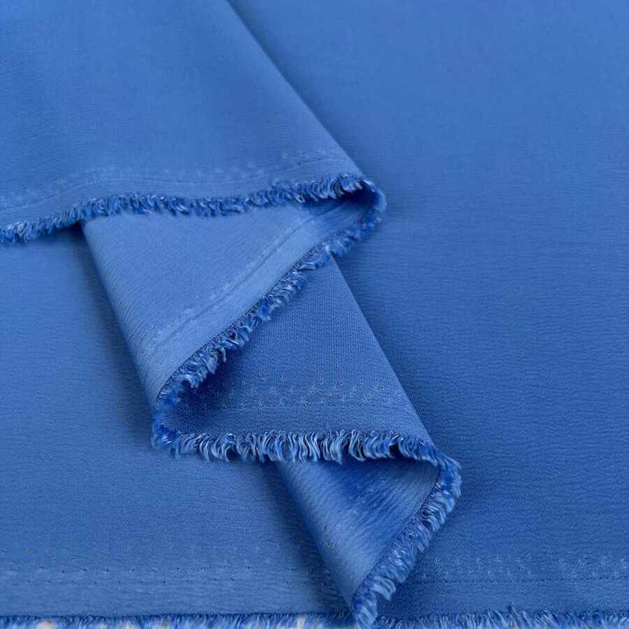 Elixir Stretch Satin Backed Crepe Bluebell Polyester Spandex Crinkle Dress Fabric Fold