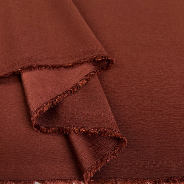 Elixir Stretch Satin Backed Crepe Copper Polyester Spandex Crinkle Dress Fabric Fold