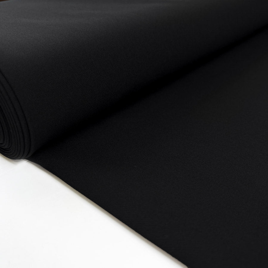 Elona Black Polyester Spandex Two Way Stretch Suiting Fabric Bolt