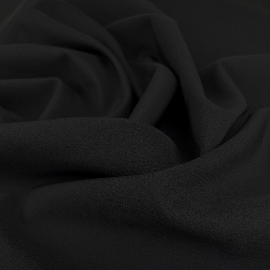 Elona Black Polyester Spandex Two Way Stretch Suiting Fabric