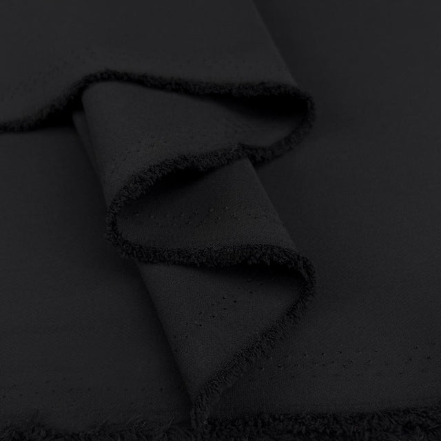 Elona Black Polyester Spandex Two Way Stretch Suiting Fabric Fold