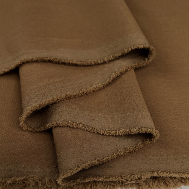 Elona Camel Polyester Spandex Two Way Stretch Suiting Fabric Fold