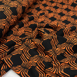 Ember Glow Black Orange Abstract Viscose Dress Fabric