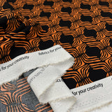 Ember Glow Black Orange Abstract Viscose Dress Fabric Fold
