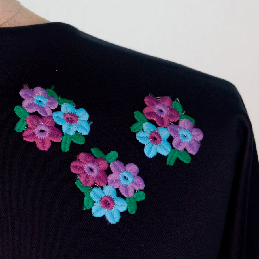 Embroidered Patch Flower Green Blue Purple Crafts Fabric M