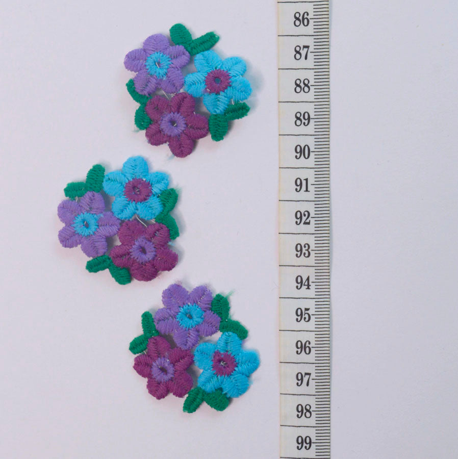 Embroidered Patch Flower Green Blue Purple Crafts Fabric S1